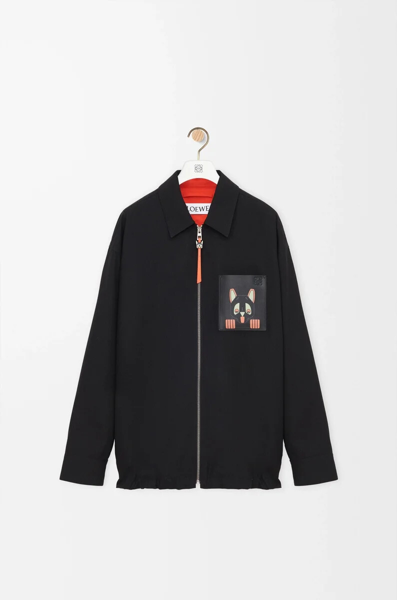 baumwoll-overshirt in schwarzorange