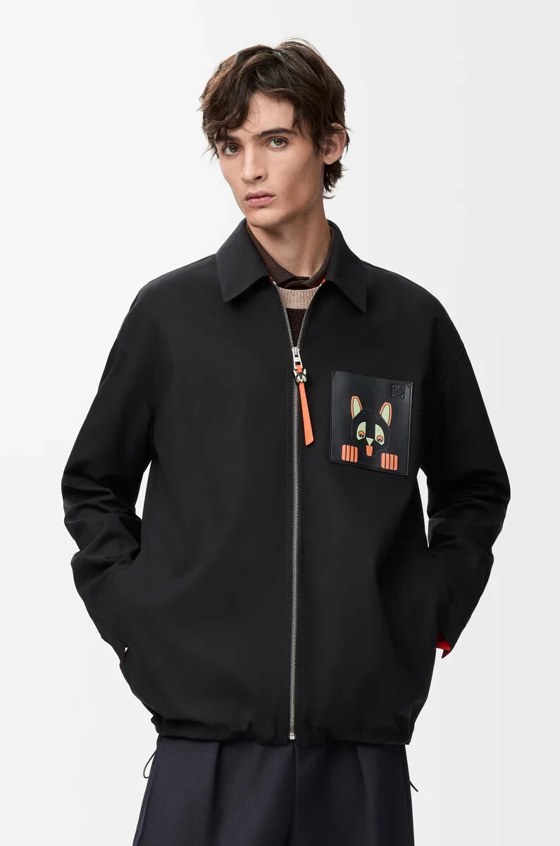 baumwoll-overshirt in schwarzorange