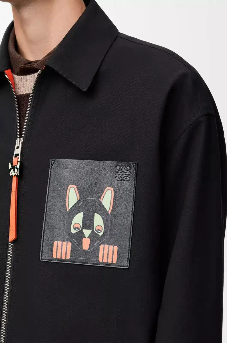 baumwoll-overshirt in schwarzorange