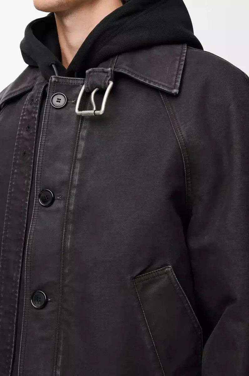 gürteljacke aus anthrazitfarbenem baumwollstoff