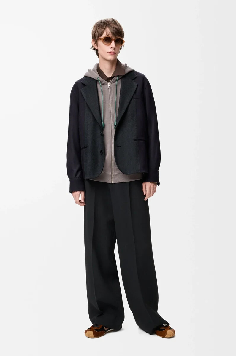 hybridjacke aus wolle marineblaugrau