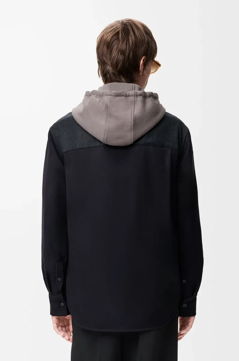 hybridjacke aus wolle marineblaugrau