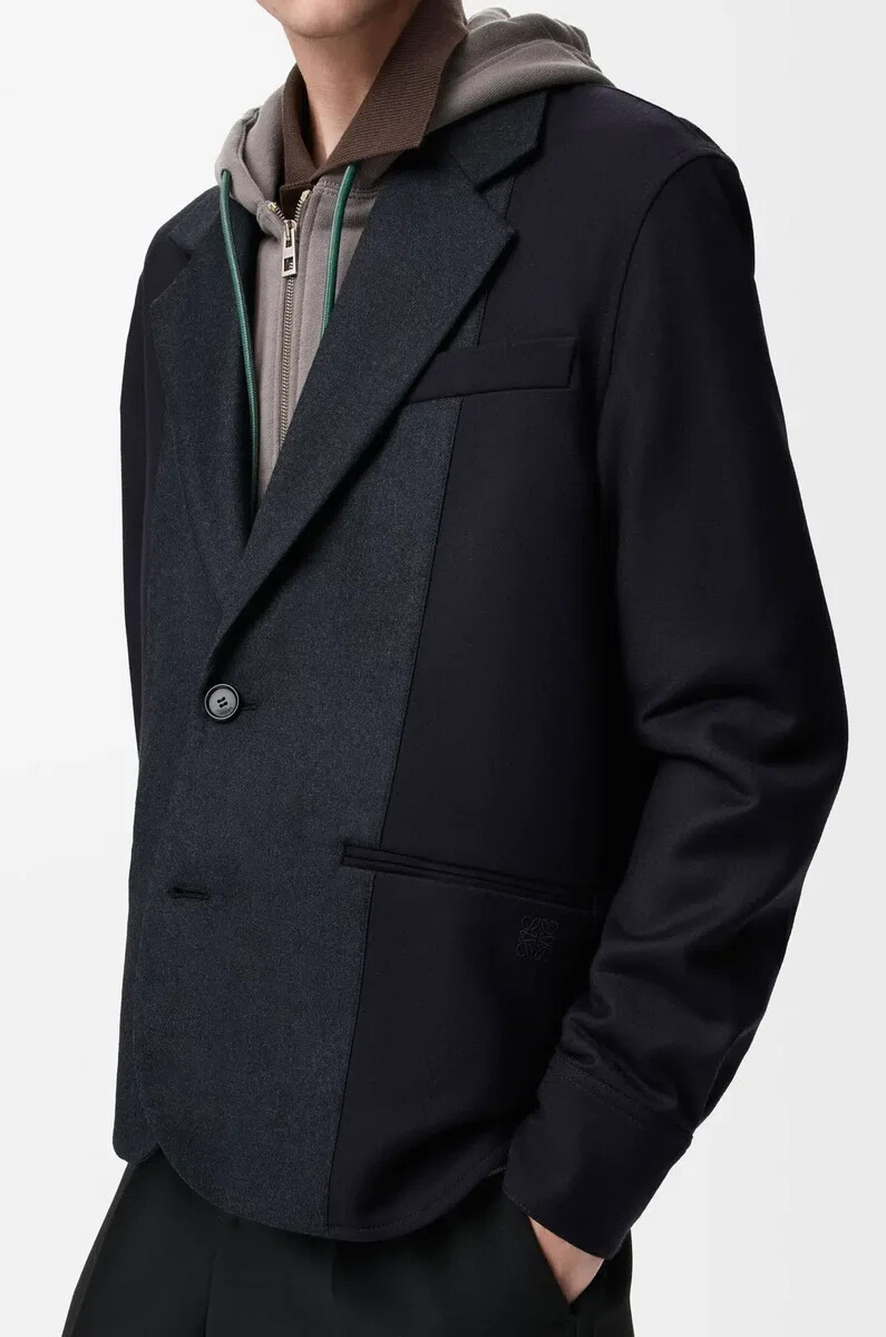 hybridjacke aus wolle marineblaugrau