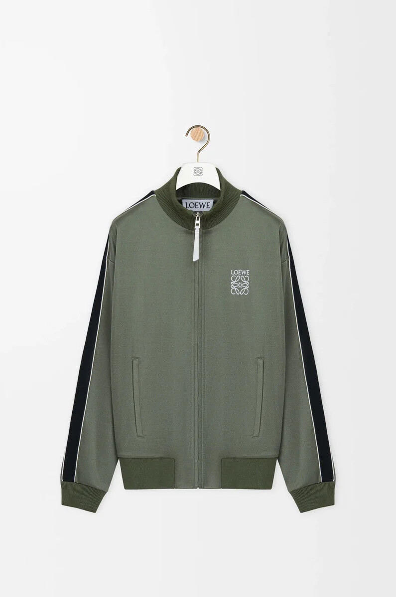 trainingsjacke aus technischem jersey khakigrün
