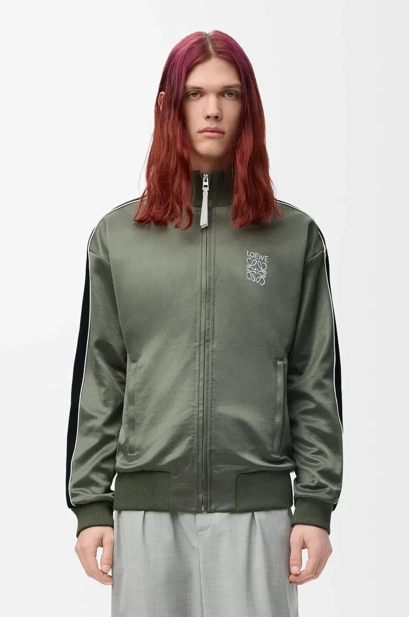 trainingsjacke aus technischem jersey khakigrün