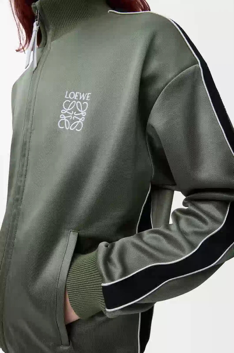 trainingsjacke aus technischem jersey khakigrün