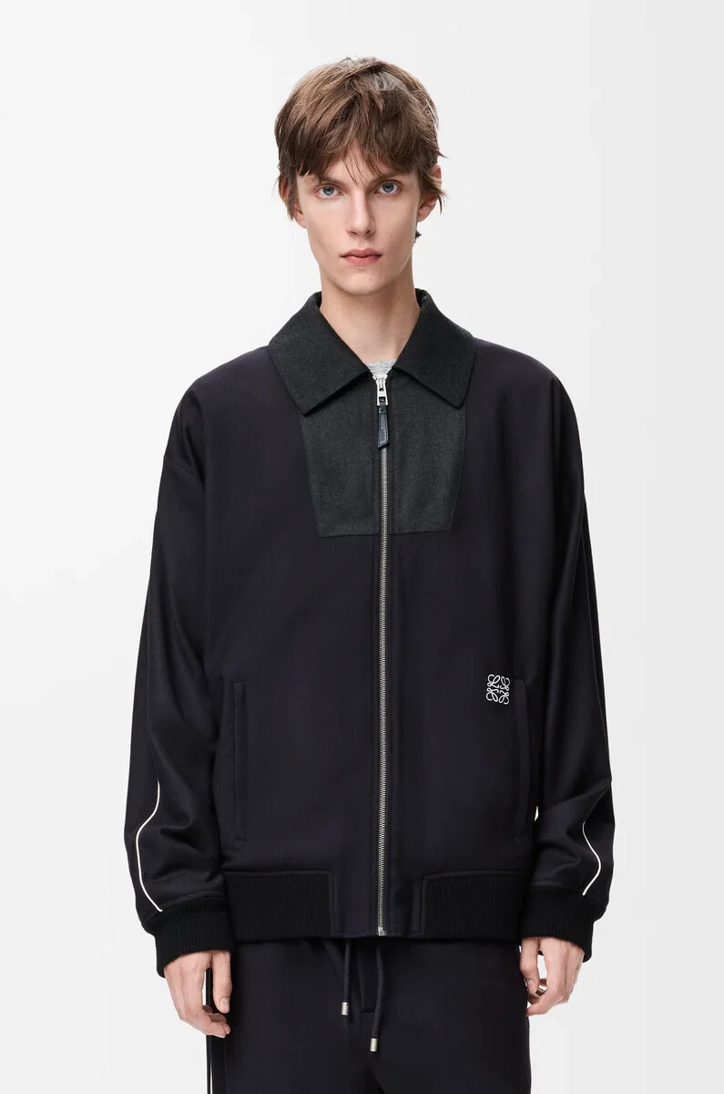 trainingsjacke aus wolle marineblaugrau