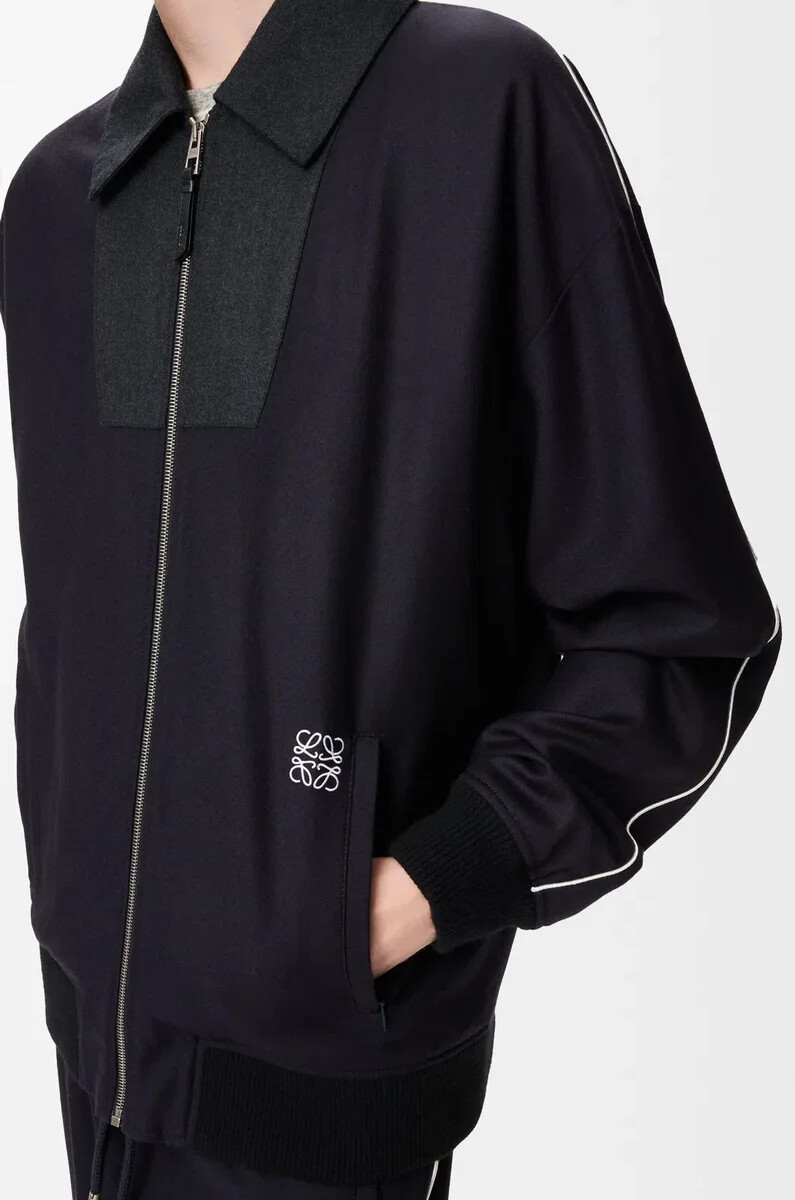 trainingsjacke aus wolle marineblaugrau