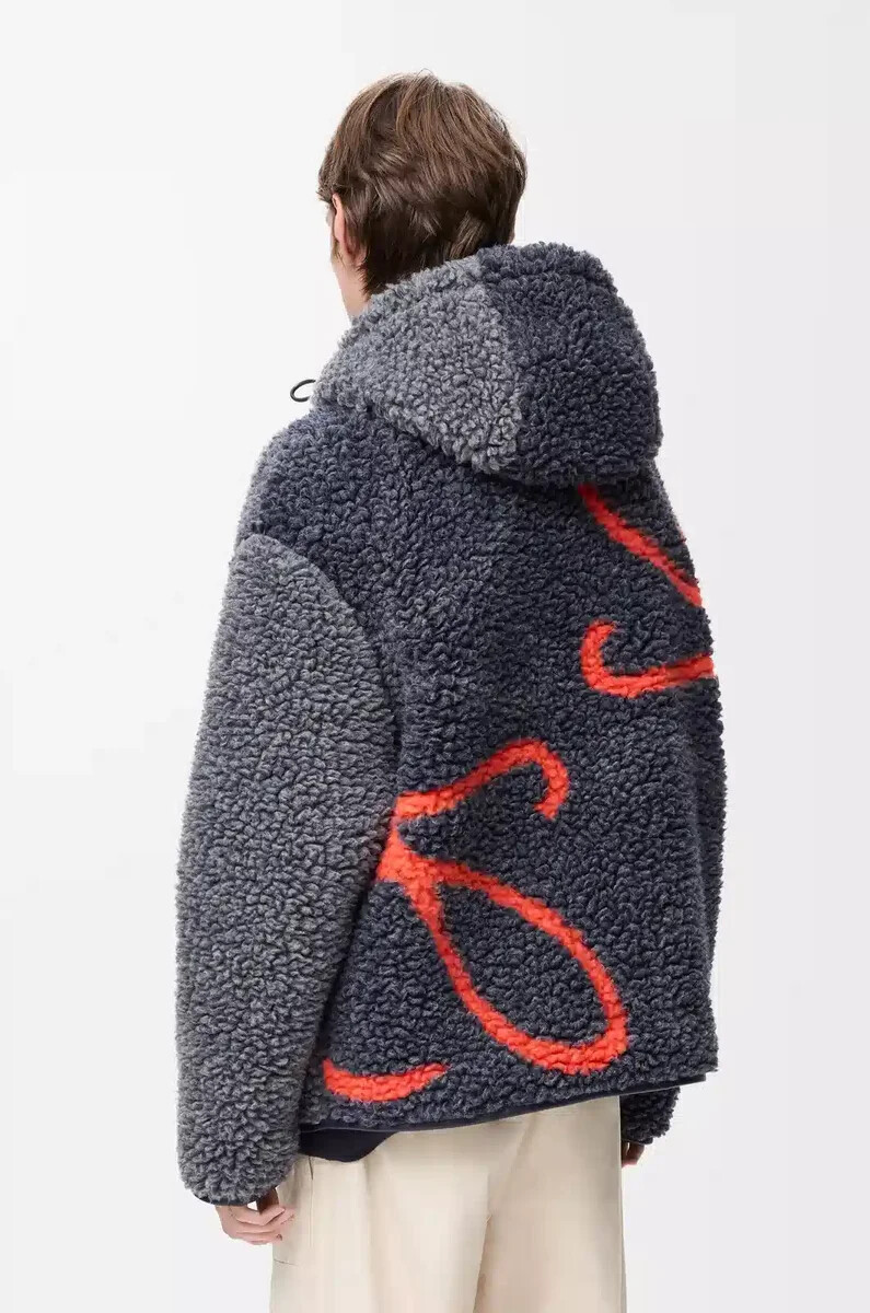 kapuzenjacke aus wollmischung marineblauorange