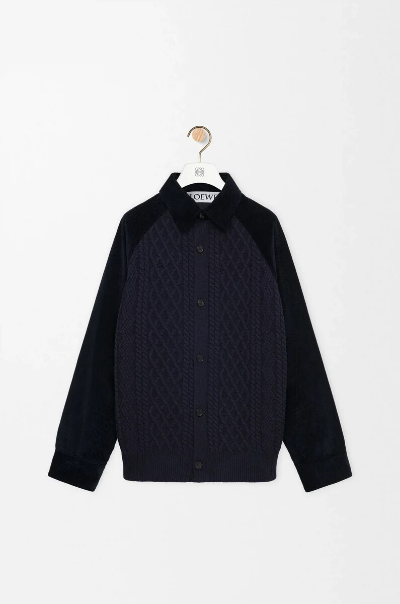 hybrid-overshirt aus baumwolle und wolle dunkelblaumarineblau