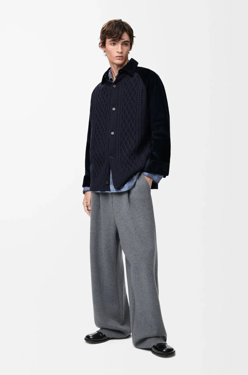 hybrid-overshirt aus baumwolle und wolle dunkelblaumarineblau