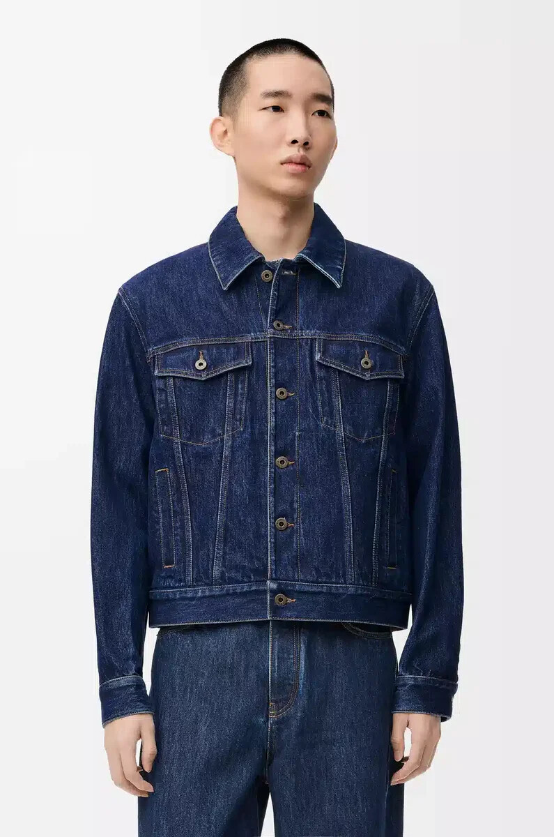 hybridjacke aus denim und nappa-kalbsleder raw denim
