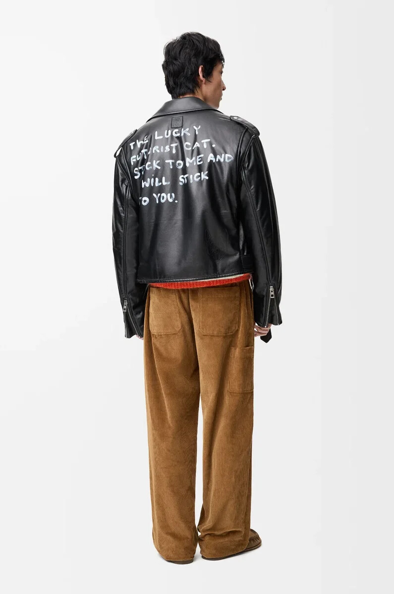 bikerjacke aus schwarzem nappa-lammleder