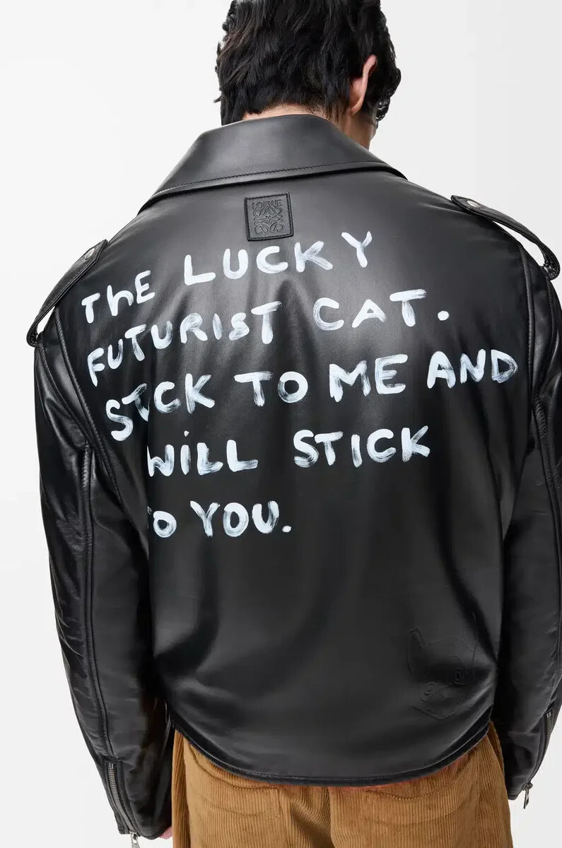 bikerjacke aus schwarzem nappa-lammleder