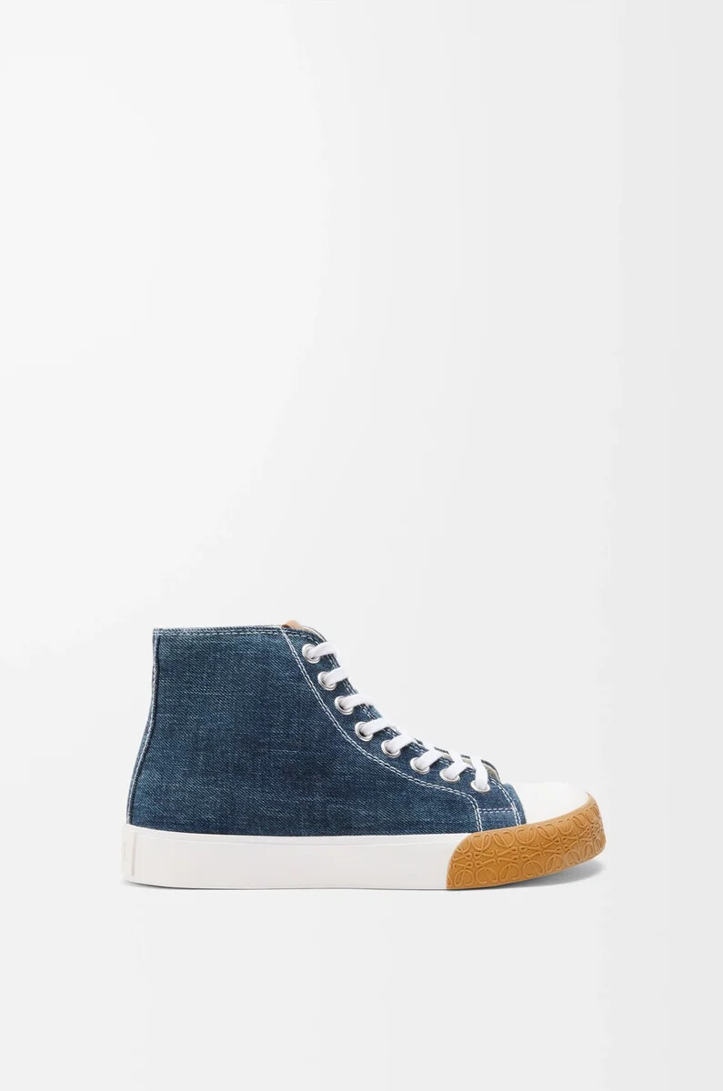 bloc high-top-sneaker aus gewaschenem denim