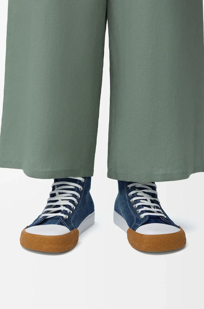 bloc high-top-sneaker aus gewaschenem denim
