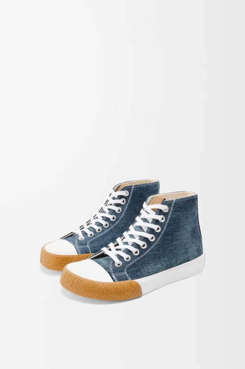 bloc high-top-sneaker aus gewaschenem denim