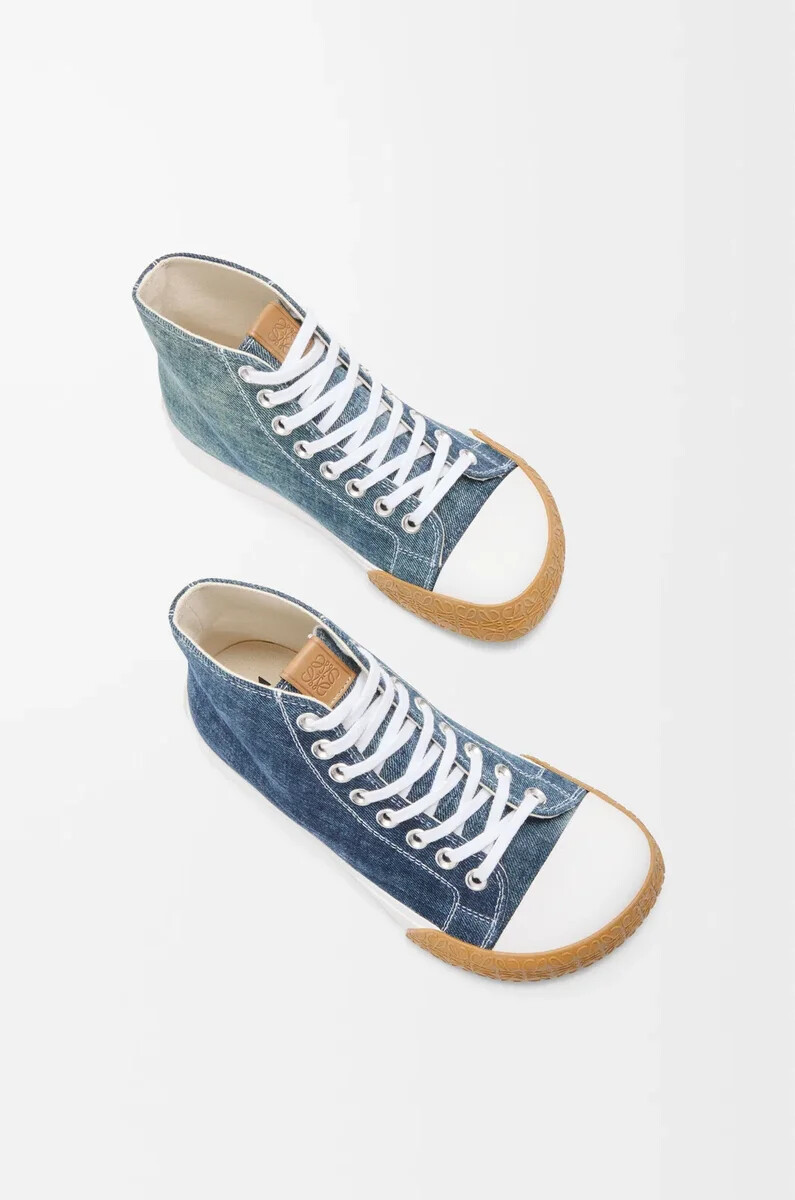 bloc high-top-sneaker aus gewaschenem denim