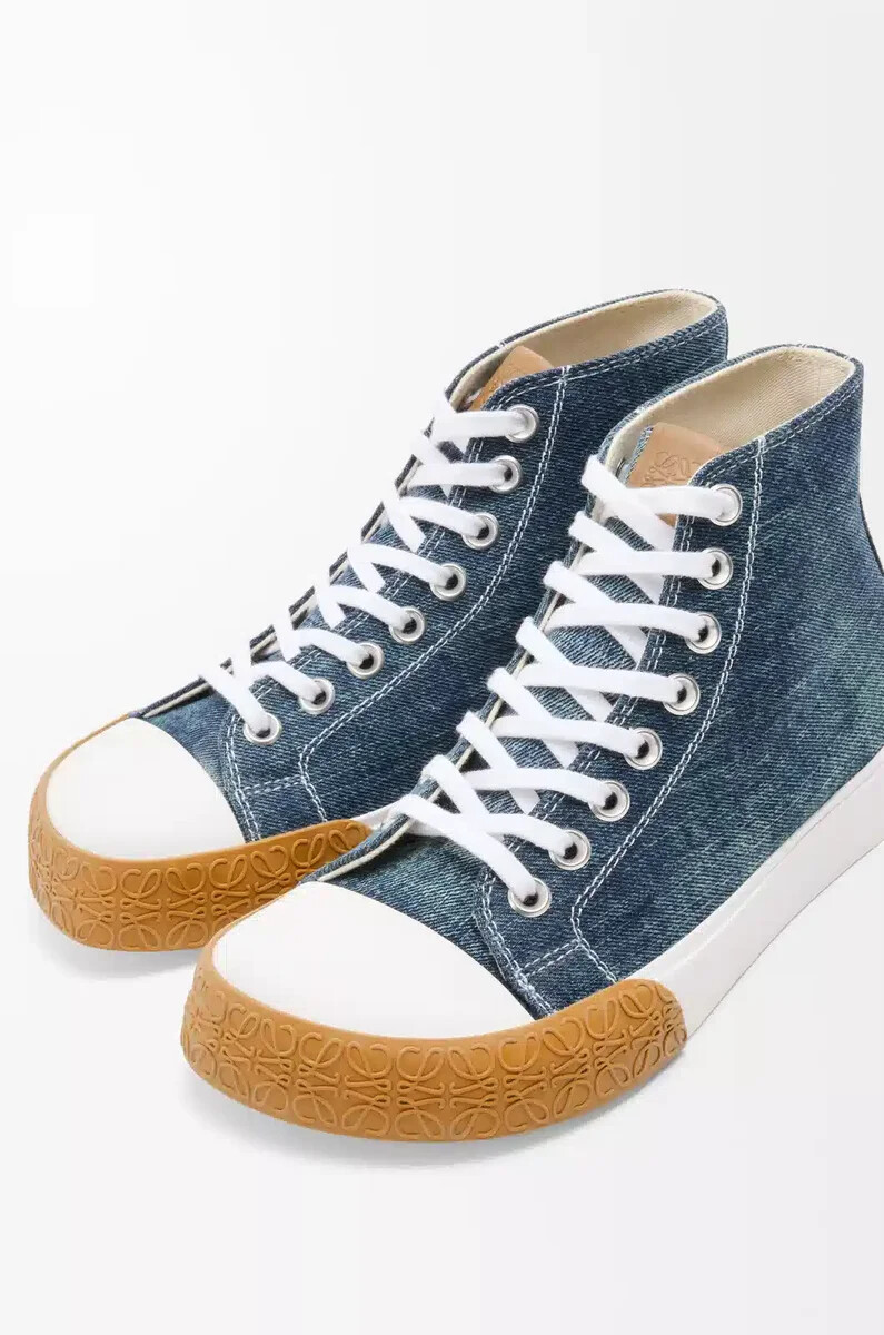 bloc high-top-sneaker aus gewaschenem denim