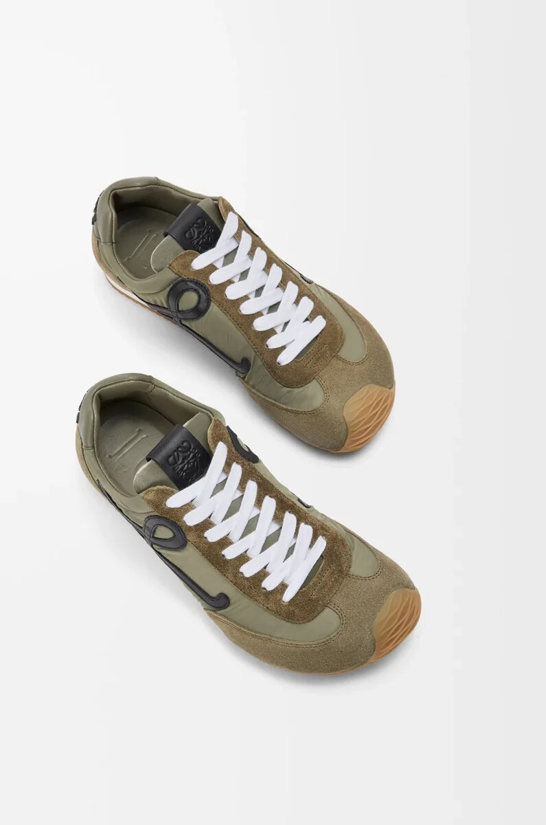 ballet runner 2.0 aus nylon und kalbsleder hellkhakischwarzweiß