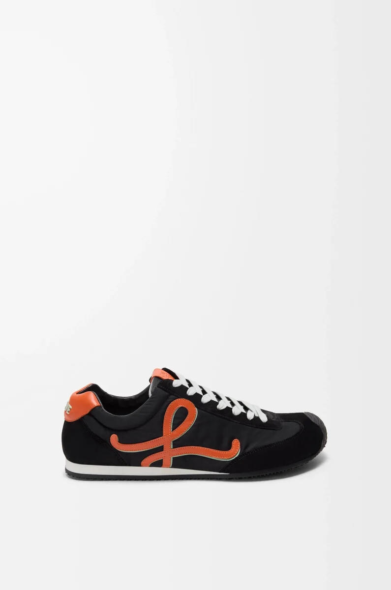 ballet runner 2.0 aus nylon und kalbsleder schwarzorangehellgrün