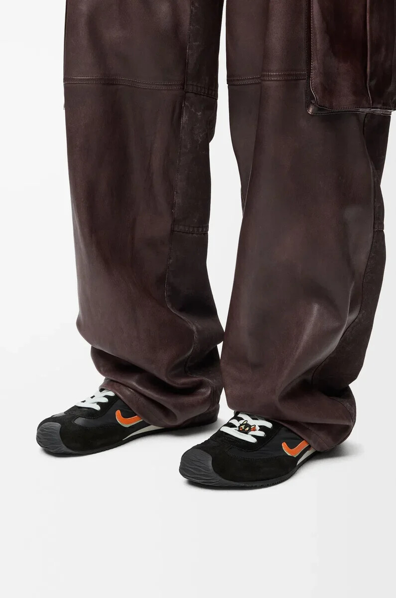 ballet runner 2.0 aus nylon und kalbsleder schwarzorangehellgrün