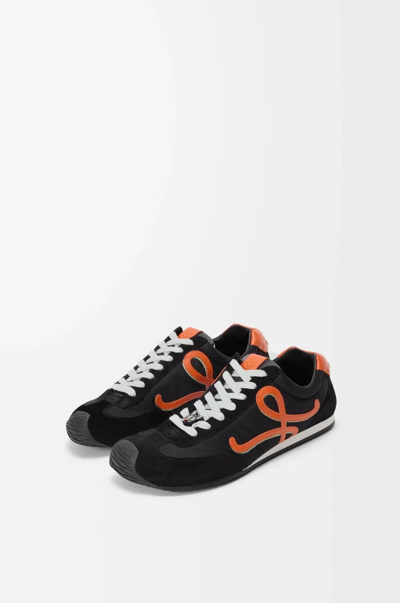 ballet runner 2.0 aus nylon und kalbsleder schwarzorangehellgrün