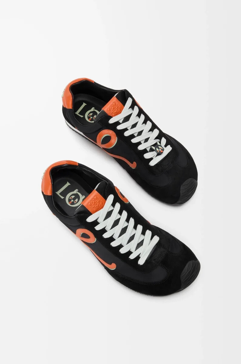 ballet runner 2.0 aus nylon und kalbsleder schwarzorangehellgrün