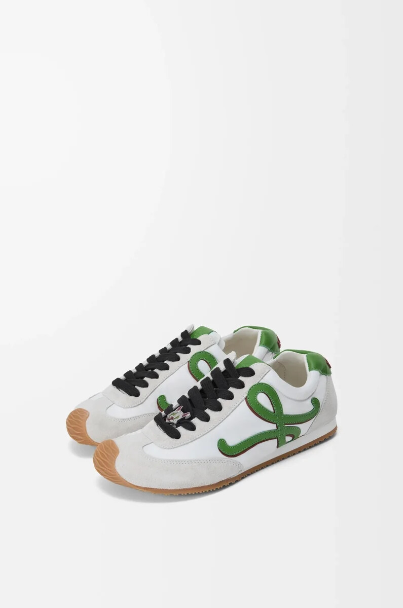 ballet runner 2.0 aus nylon und kalbsleder weißgrasgründunkelorange
