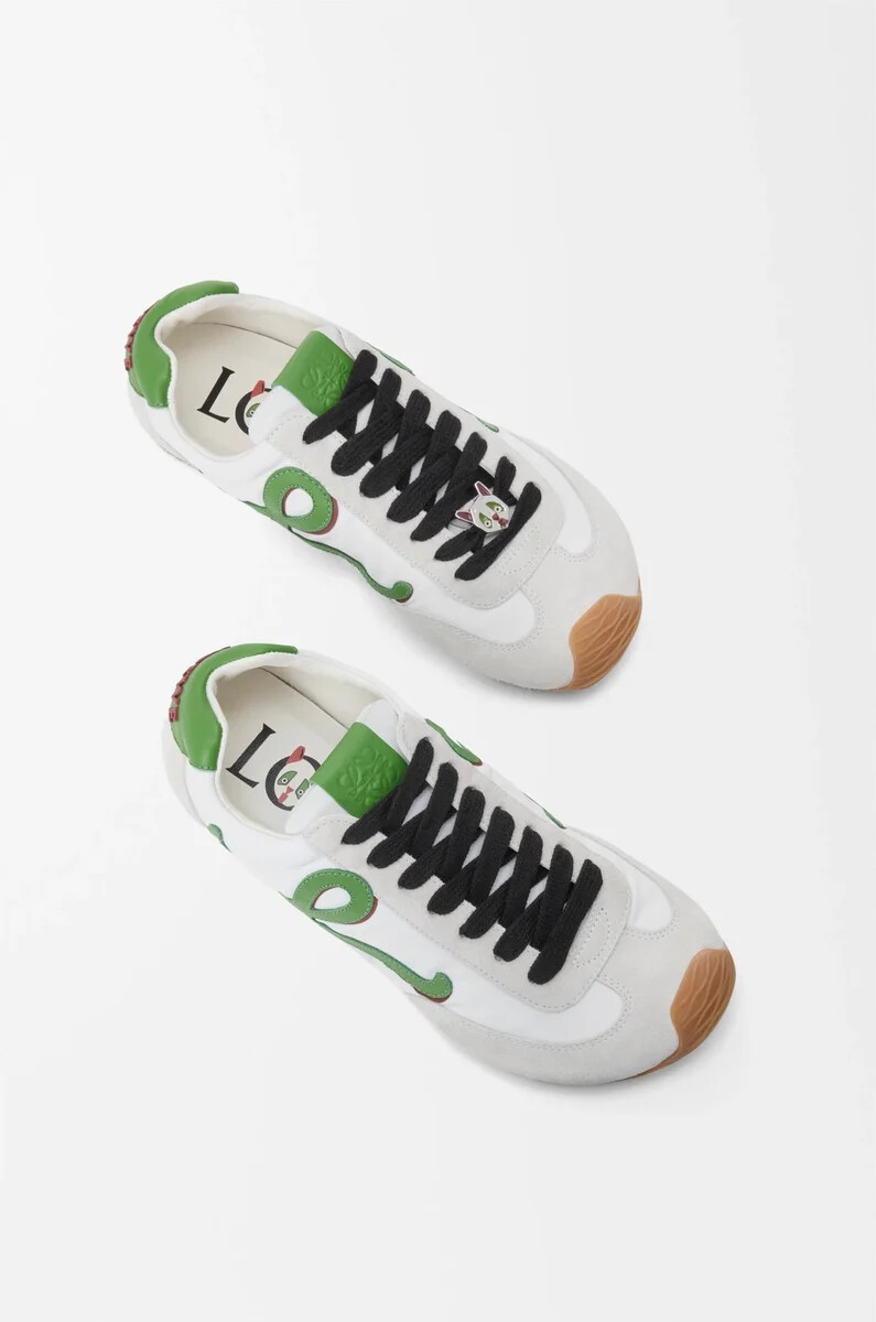 ballet runner 2.0 aus nylon und kalbsleder weißgrasgründunkelorange