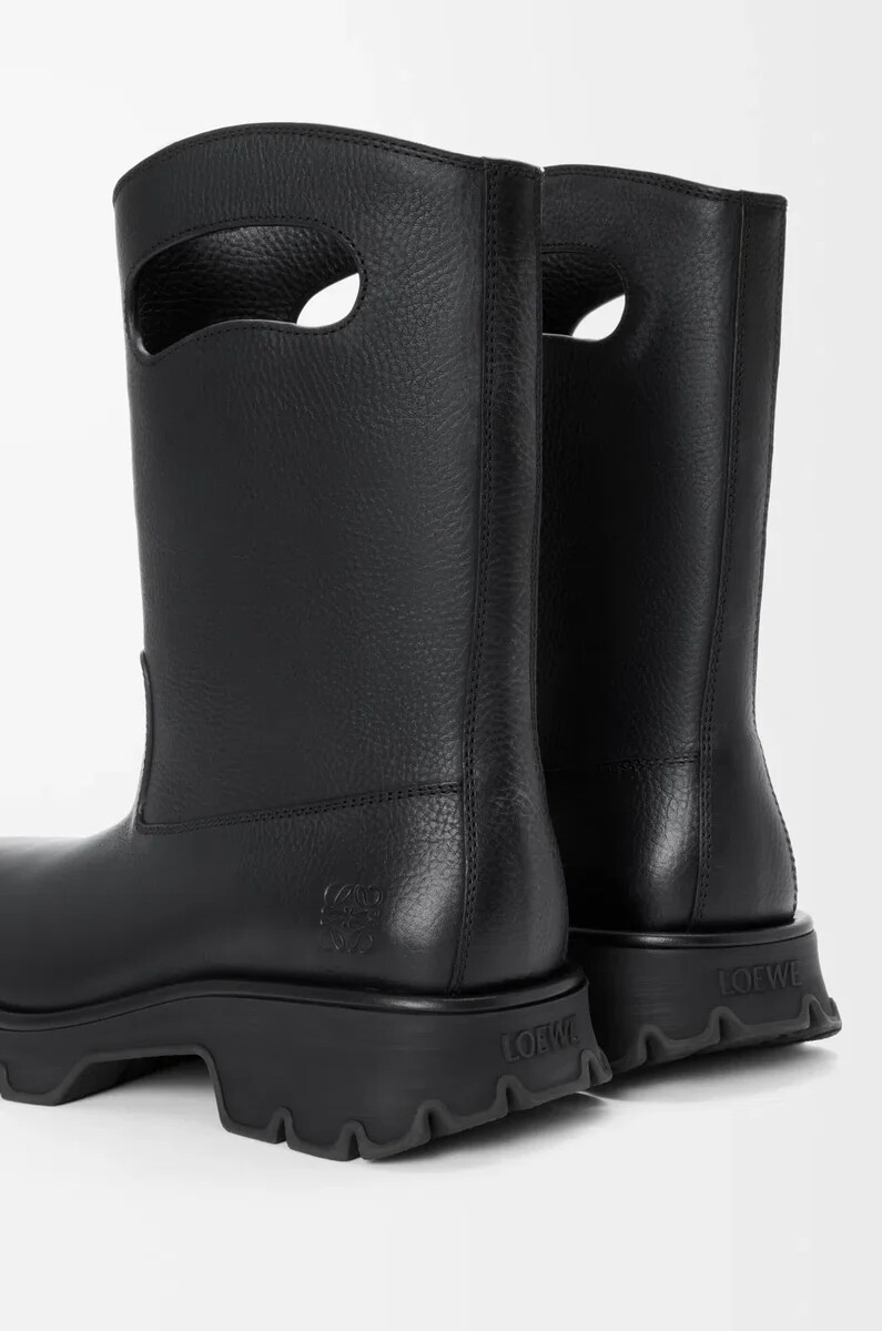 bobby-stiefel aus genarbtem pflanzlich gegerbtem kalbsleder schwarz