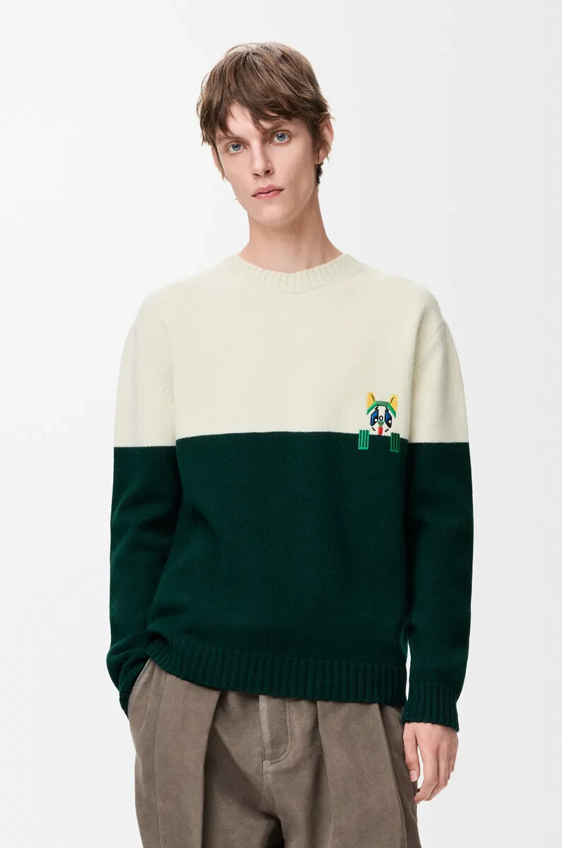 pullover aus wolle weißgrün