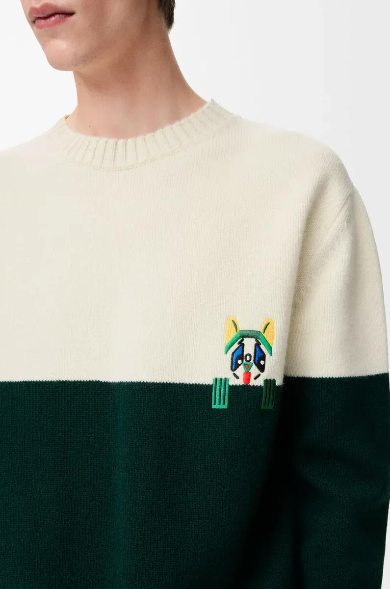 pullover aus wolle weißgrün