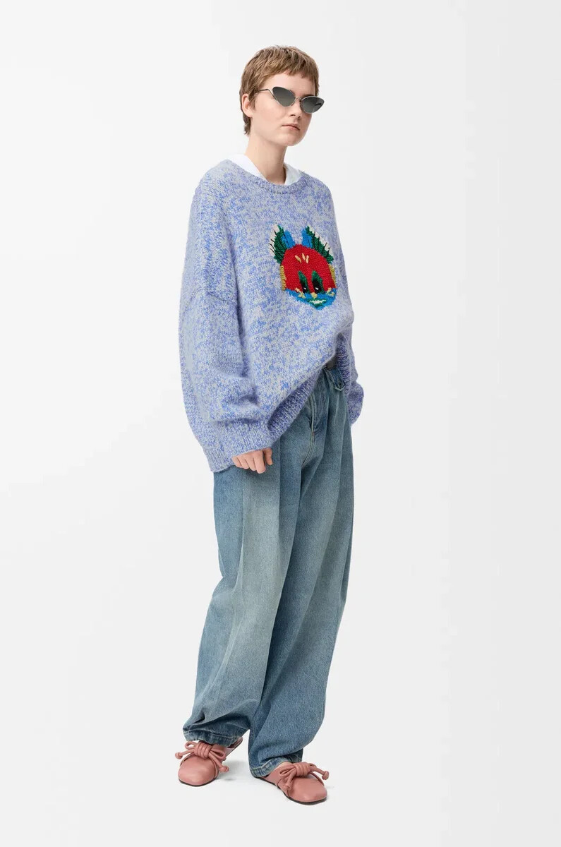 pullover aus woll-mohair-mischgewebe blauweiß