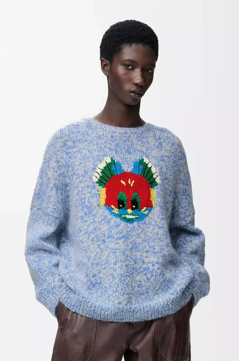 pullover aus woll-mohair-mischgewebe blauweiß