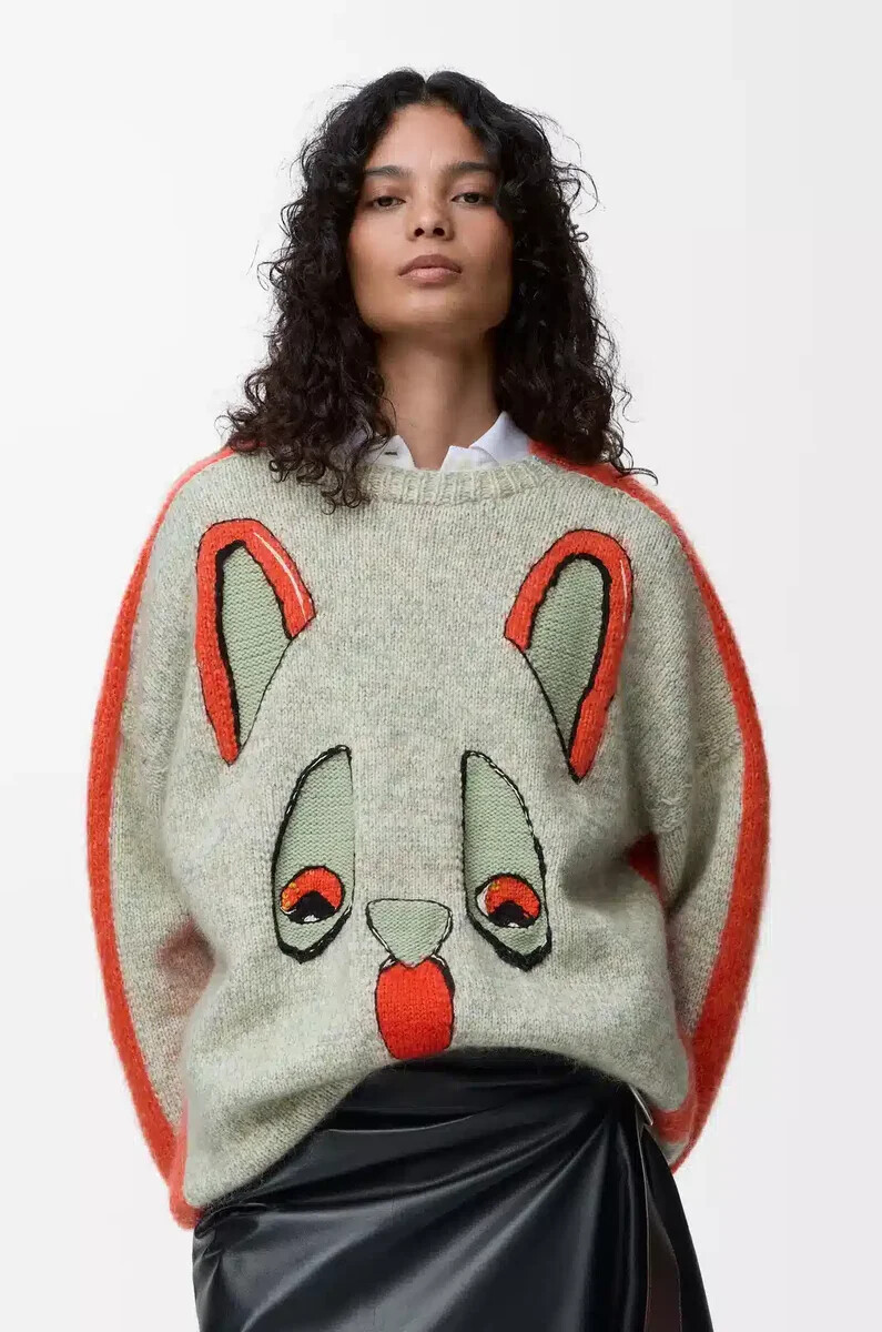 pullover aus wolle weißorangeblau